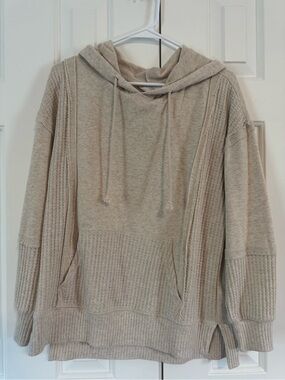 Time and Tru Waffle Knit Hooded Pullover Sweater